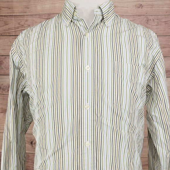 GAP RELAXED FIT MULTICOLOR STRIPED BUTTON DOWN SHIRT MENS SIZE L LARGE - Picture 1 of 7
